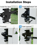 Installation steps for Heavy Duty Self Locking Gate Latch for Pool and Garden Gates, Weatherproof Black Finish on white fence