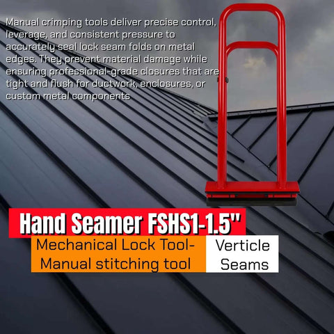 Dual Stage Hand Seamer For Standing Seam Roofing Quickly Bends 90 Degrees And Seals 180 Degrees In One Pass Vertical Seams Tool