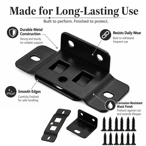 Image of 10 Pack L Shape Stainless Steel Right Angle Corner Brackets with screws, showing durability and corrosion resistance.