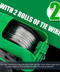 Heavy Duty Cordless Rebar Tying Gun With Auto Wire Feeding For Rapid Steel Tie Work, showing 2 rolls of galvanized tie wire.