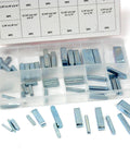 60 Pc Keystock Bar Assortment Kit SAE Square Key Stock And Keyway Set In Stainless Steel, open box view