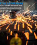 Metal lathe bars creating sparks during machining, suitable for 6061 Aluminum Rod 3/32 Inch Diameter By 12 Inch Length projects.