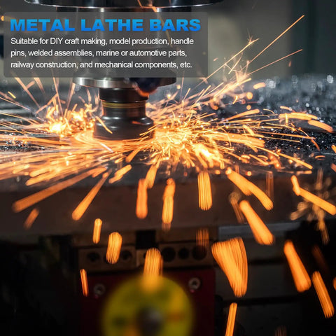 Metal lathe bars creating sparks during machining, suitable for 6061 Aluminum Rod 3/32 Inch Diameter By 12 Inch Length projects.