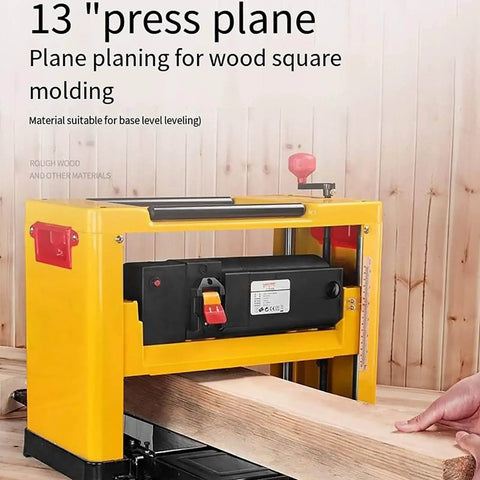 Heavy Duty 2000W Benchtop Planer Slick 13 Inch Desktop Electric Jointer with yellow design for smoothing wood surfaces.