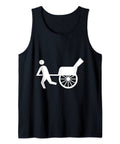 Black Graphic Tank Top Featuring Hilarious Rickshaw Man Powered Cart Print, ultra comfy classic fit for casual wear.