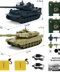 Dual RC Battle Tank Set With Infrared Shooting, Realistic Lights And Sounds, 1 28 Scale Abrams M1A2 And German Tiger Tanks, accessories included