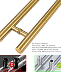 Gold 12 Inch H Shaped Sliding Barn Door Handle In 304 Stainless Steel shown close-up with mounting bracket