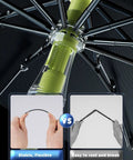 Foldable Windshield Sun Shade Umbrella Fits Tesla Model 3 Y S X Cybertruck showing stable, flexible design under close-up view.