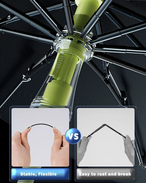 Foldable Windshield Sun Shade Umbrella Fits Tesla Model 3 Y S X Cybertruck showing stable, flexible design under close-up view.
