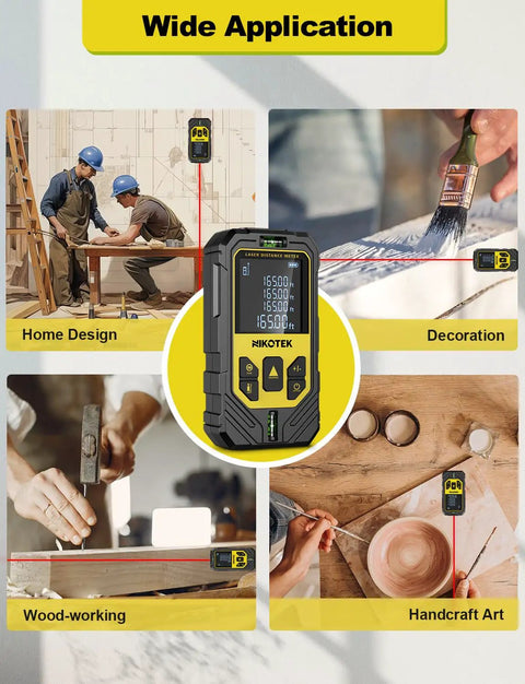 Laser Distance Meter With Dual Bubble Levels And Backlit LCD, Ultra Accurate Measuring Tool For Distance, Area And Volume, Pythagorean Mode, 165 Ft Range, Switchable Units M In Ft, Easy Readouts for home design, wood-working, decoration