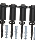 Black connectors and screws from Adjustable Sliding Barn Door Hardware Kit With Carbon Steel Track, Spacers And Tension Bolts, DIY Friendly.