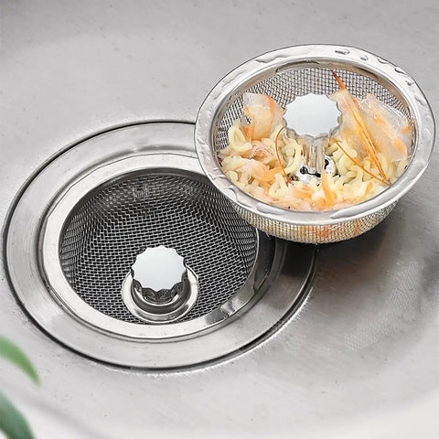 Universal 3.3 Inch Stainless Steel Kitchen Sink Strainer With Handle And Stopper Durable Drain Basket Mesh Filter Fits Most Sinks