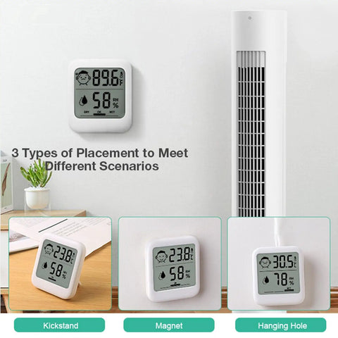 All In One Digital Thermometer And Hygrometer With Comfort Face Display For Home Health White No Fuss Unit With Stand Or Wall Hanging Magnetic Back Easy Read Temperature And Humidity Ideal For Infectious Disease And Heat Stroke Prevention, white digital thermometer hygrometer on wall