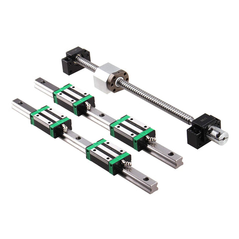 Two Pack 300mm Linear Rail and 300mm RM1605 Ballscrew CNC Kit With BF12 BK12 End Supports, Coupling, DSG16H Nut Housing, and Slide Blocks