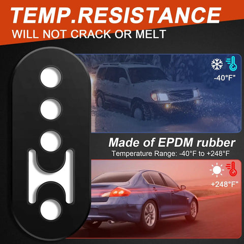 Heavy Duty Rubber Exhaust Hanger 4 Pack With 4 Holes Adjustable Muffler Hanger, EPDM rubber, temperature resistance -40°F to +248°F