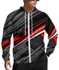 Mens Fire Graphic Zip Up Hoodie Heavy Cotton Fleece Jacket Street Style Drawstring Sweatshirt With Drip Ready Tread Texture For Daily Grind And Laid Back Activities XX Large, featuring tire tread design.
