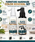 Cabinet Hardware Spray Paint, Quick-Dry Refinish for Knobs & Hinges, two spray bottles, black and white, 50ml, furniture hardware renewal set.