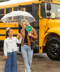 Woman with child holding 'Go' sign from Two Sided Stop And Go Handheld Sign Kit With Handle Waterproof Plastic Traffic Sign