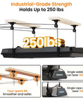 Garage Ceiling Storage Lift System For Roof Top Tent Hoist Heavy Duty Overhead Pulley 4 Point Lift 250lb Capacity shown