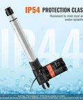 Beefy Heavy Duty 12V 8 Inch Linear Actuator Delivers 1320lbs (6000N) Lift, IP54 protection, shown wet for water resistance demonstration.