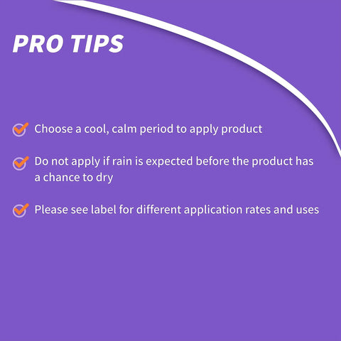 Instruction text on a purple background for Fruit Tree And Plant Guard Concentrate 16 Oz Foliage Protector usage tips.
