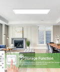 Flat Panel LED Light With Remote, 22.8x7.8 Inch, 32W, 3500LM, 3000K-6500K Adjustable Color Temperature, Dimmable Flush Mount Ceiling Fixture in a modern room.