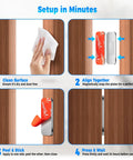 Two Pairs No Drill RV Cabinet Magnets installation guide for camper and motorhome doors, showing step-by-step setup process.