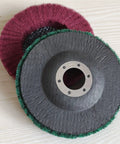 Super Tough 5 Inch Nylon Fiber Flap Disc With 125mm Size And 22mm Arbor showcasing nylon fibers for metal finishing.