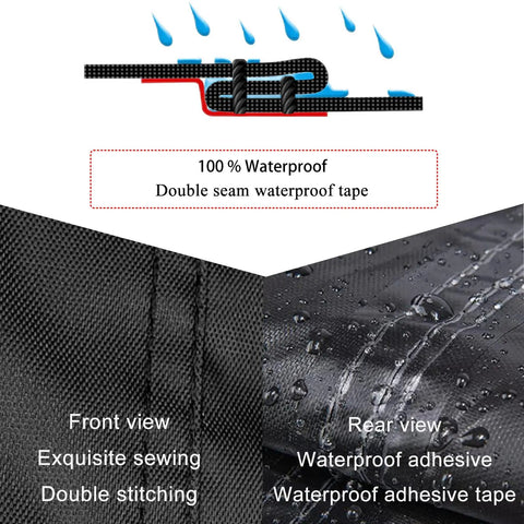 Weatherproof Hanging Porch Swing Cover with seam-taped edges, close-up of waterproof adhesive tape and stitching detail
