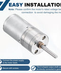 Beefy DC 12V Geared Electric Motor At 3 Watts With 25 Millimeter Diameter showcasing D-shaped shaft for easy installation.