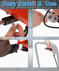 Hands adjusting the Premium Garvee Double Scissor Hydraulic Lift Table Cart, 330 Lbs Capacity, Red for easy use and installation.