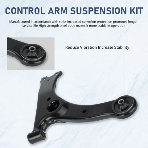 Toyota Corolla Front Lower Control Arm Kit With Ball Joint For 2003 2004 2005 2006 2007 2008 10pc Set Includes Front Ball Joints Sway Bar Links Inner And Outer Tie Rods For Smooth Steering And Reliable Suspension black steel control arm with bushings
