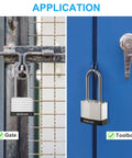 Keyed Alike Padlock Set 36 Pack With 72 Keys securing gate and toolbox, 40mm nickel plated, 1 9/16 inch body, 2 inch shackle