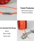 98ft Diving Finger Reel With Line And Snap For Scuba Wreck Cave Tech Diving Snorkeling Kayak Anchor And Surface Marker Buoy Compact Aluminum Reel Ready To Roll, close-up of SS316 snap and twist protector.