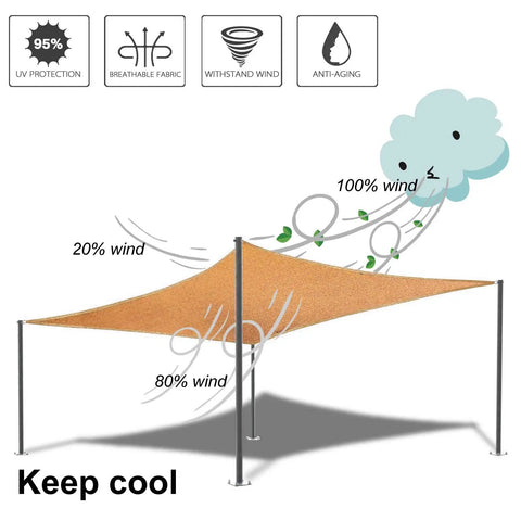 Outdoor Sun Shade Sail Canopy 6 By 8 Feet Rectangle UV Blocking Sunshade Fabric for Pergola Backyard Garden Yard Sand Color