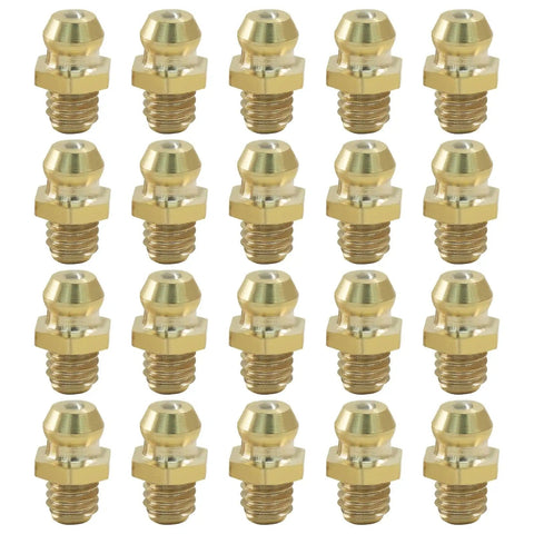 Straight Hydraulic Grease Fitting Assortment Kit With Brass 6mm X 1mm Male Threads Zerk Nipples Nozzles Fittings For Excavators And Heavy Equipment 20 Pcs