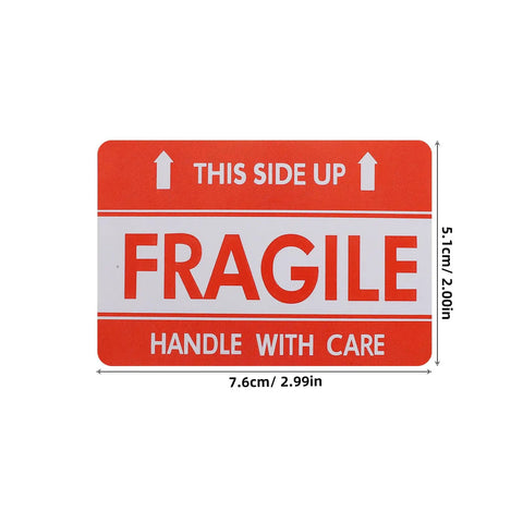 Fragile Red Shipping Labels With High Visibility And Strong Adhesive, size 2.99x2.00 inches, paper warning sticker
