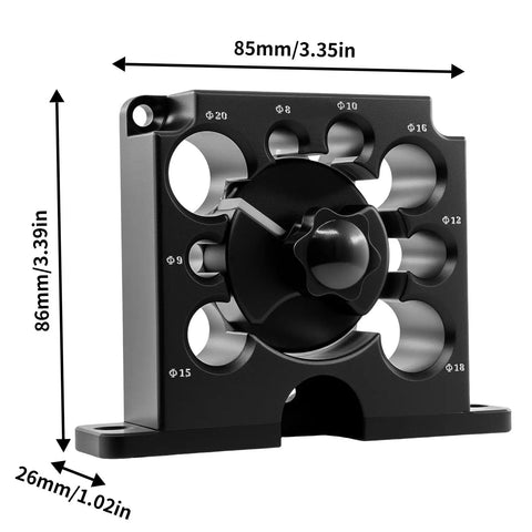 Tool Free Adjustable Wood Dowel Maker Jig Kit With Sharp Carbide Blades, 85mm, showing size markings for tenon cutting.