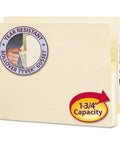Legit Solid Manila End Tab Folders With Reinforced Straight Tabs And One Point Seven Five Inch Expansion Holds Up To Two Hundred Sheets Letter Size 25 Pack, image showing tear-resistant rollover Tyvek gusset.
