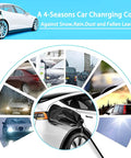 Top Tier EV Charger Plug Cover With Tight Magnetic Seal Waterproof Outer Shell Blocking Rain Sun UV And Snow Hella Durable Polyester Fabric Keep Your Gear Safe In Black on a car.