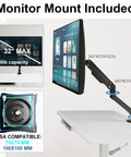 Heavy Duty White Rolling Mobile Workstation Cart With Smooth Gas Spring Height Adjustment For Sit Stand Daily Grind featuring a monitor mount with 32" max screen.
