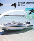 Heavy-Duty Trolling Motor Stabilizer Mount For Terrova shown on a boat for smoother operation in rough water