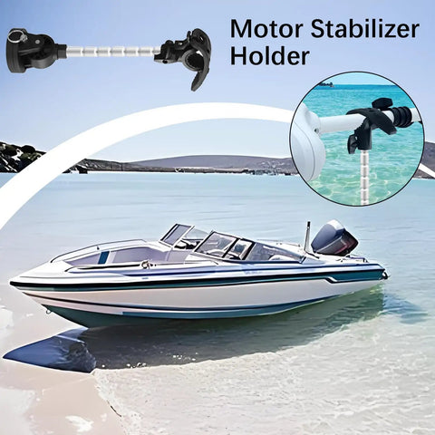 Heavy-Duty Trolling Motor Stabilizer Mount For Terrova shown on a boat for smoother operation in rough water