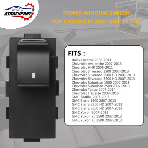 Swap In OEM Style Power Window Switch For Passenger Front Right Or Rear Left Or Right That Fits GMC Acadia Sierra Silverado Tahoe And Other Models From 2006 To 2015 Window Button Module front view