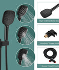 Dope Matte Black 10 Inch Square Rain Shower System with ABS Handheld Spray and Wall Mount Faucet Fixture