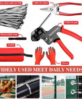Beefy Metal Zip Tie Gun Kit With 100 Stainless Steel Zip Ties 11.8 Inch Long Fastening And Cutting Tool for diverse applications.
