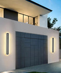 Dope Outdoor Wall Light LED 42W 3000K 35 Inch Long Black Metal Waterproof Modern Exterior Lighting Fixture Frosted Acrylic Porch Sconce For Patio Garage Courtyard illuminating a modern building exterior