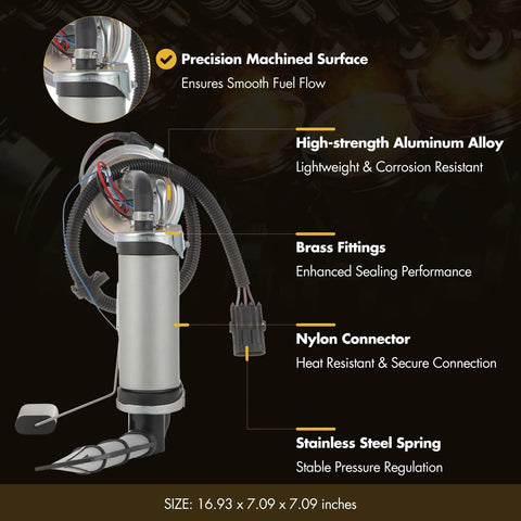 Beefed Up Fuel Pump Module Assembly For Jeep Cherokee 1991 1992 1993 2.5L L4 And 4.0L L6 Gas SUV Replacement showing components and size
