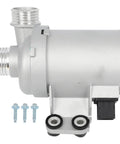 High Performance Electric Coolant Water Pump For Bmw X3 X5 And Volvo Xc90 Models 2.0L Turbo L4 Engines Hassle Free Bolt On Replacement Oem 31368419, silver, close-up view with bolts included.