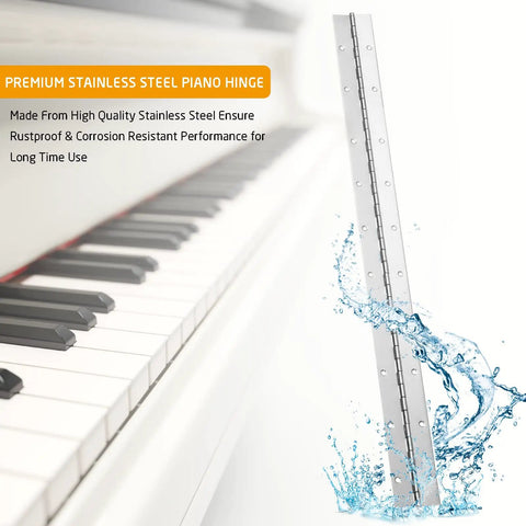 20 Inch Stainless Steel Piano Hinges 2 Pack 0.060 Thick Heavy Duty Top Shelf Hardware with rustproof features for long-lasting use.